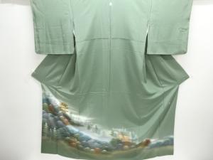 作家物　寺塔風景模様一つ紋色留袖(比翼付き)